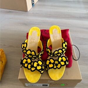 Christian Louboutin Yellow Floral Women's Shoes
